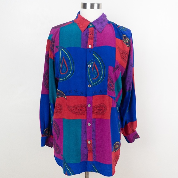 Chico’s Design Silk Long Sleeve Paisley 2 Blouse - Picture 1 of 8